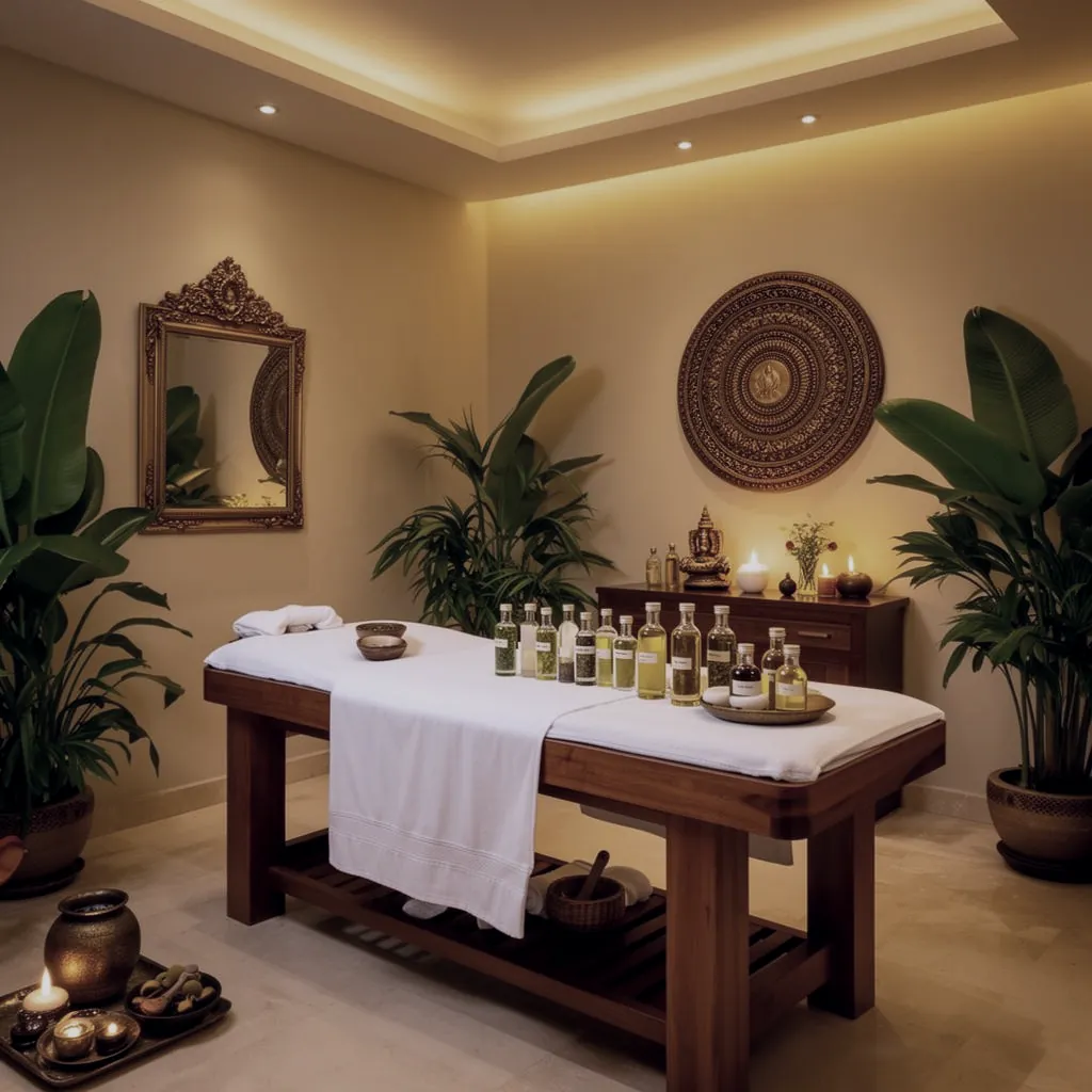 Table set with herbal oils